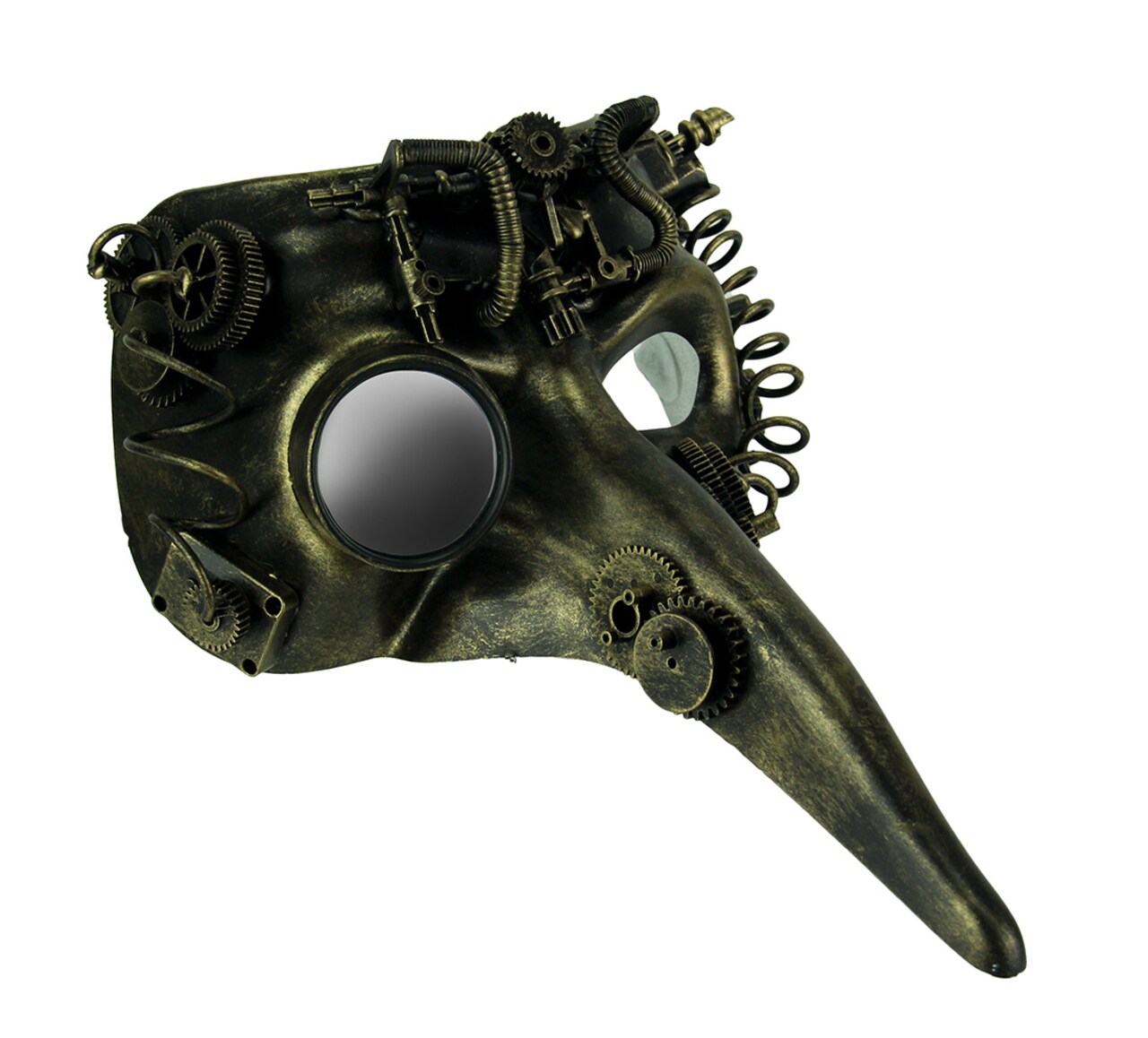 Steamzanni Metallic Gold Long Nose Steampunk Adult Costume Mask